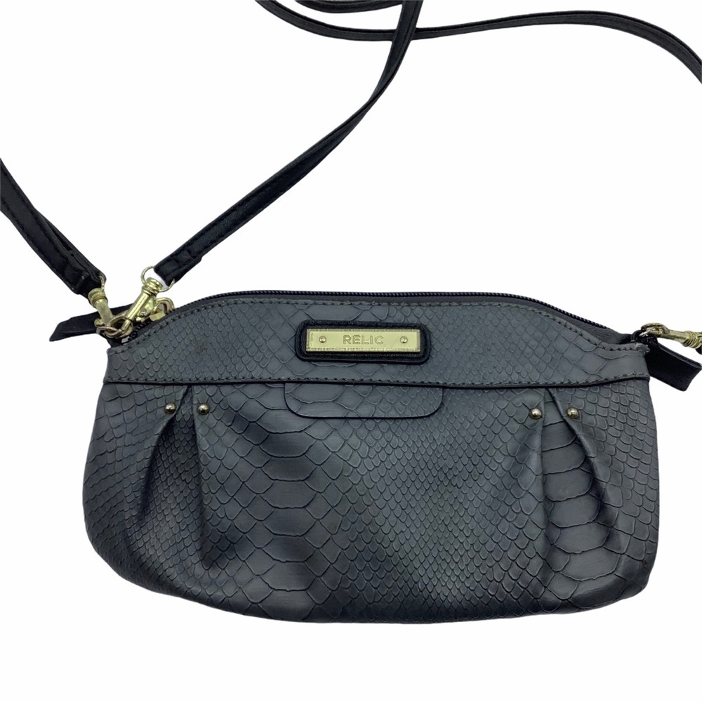 Relic Crossbody Wristlet Dark Gray Snake Print 5.5" x 9"‎ Faux Leather